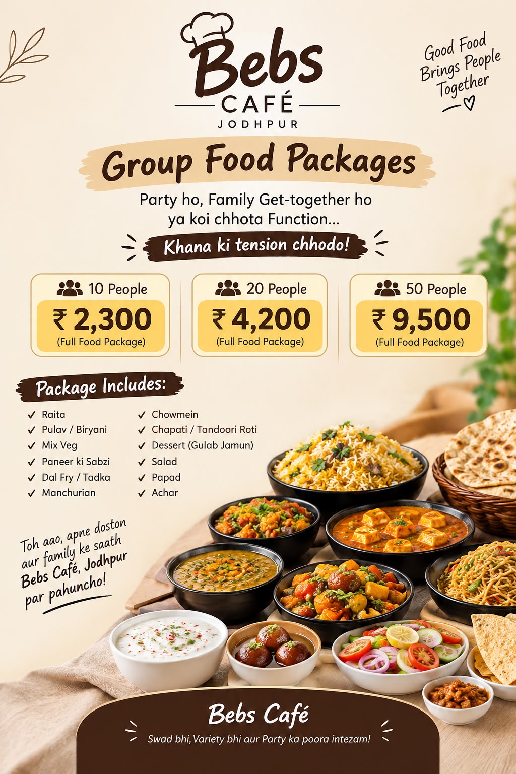 Delicious Party Food Spread at Bebs Cafe